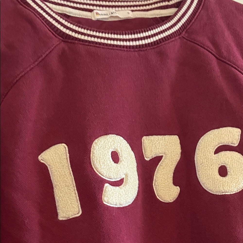 Marine Layer Maroon Crewneck with Cream Stripes - Picture 3 of 3